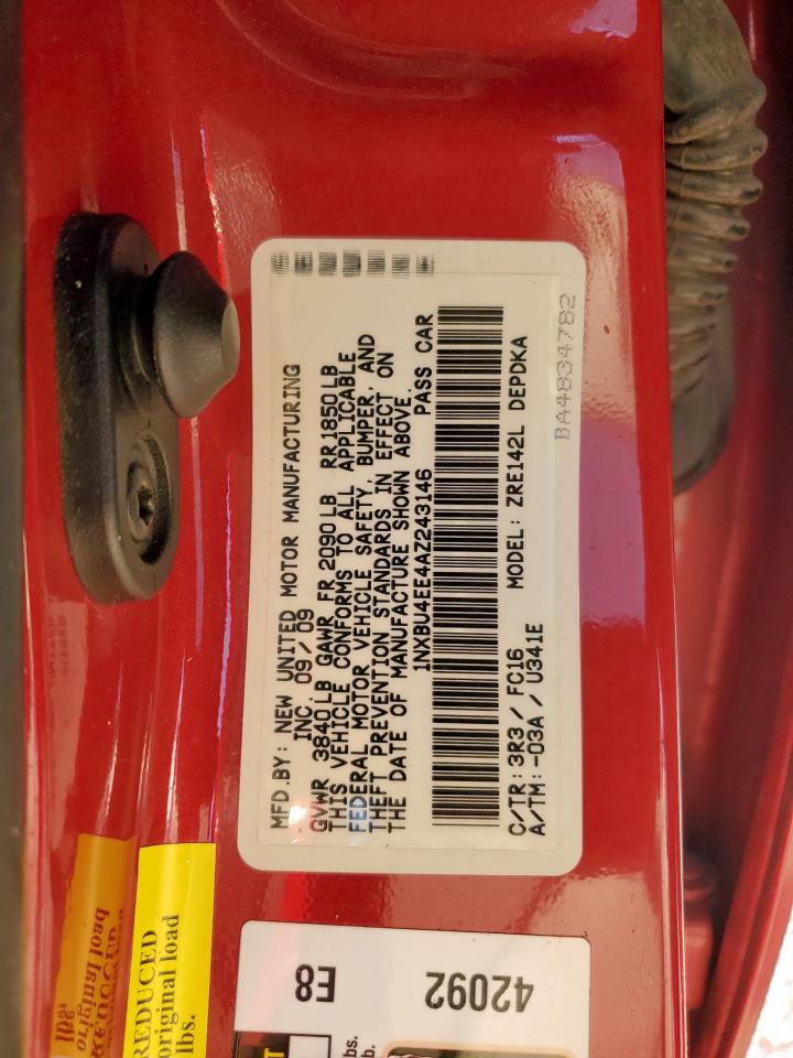 2010 Toyota Corolla Base VIN: 1NXBU4EE4AZ243146 Lot: 91568815