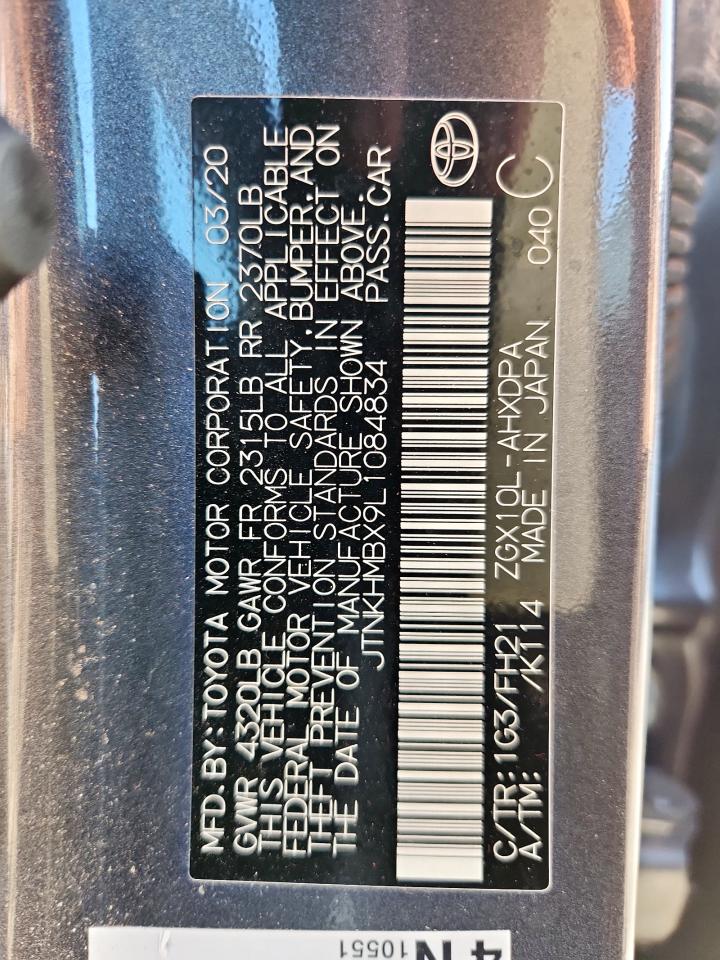 2020 Toyota C-Hr Xle VIN: JTNKHMBX9L1084834 Lot: 93266845