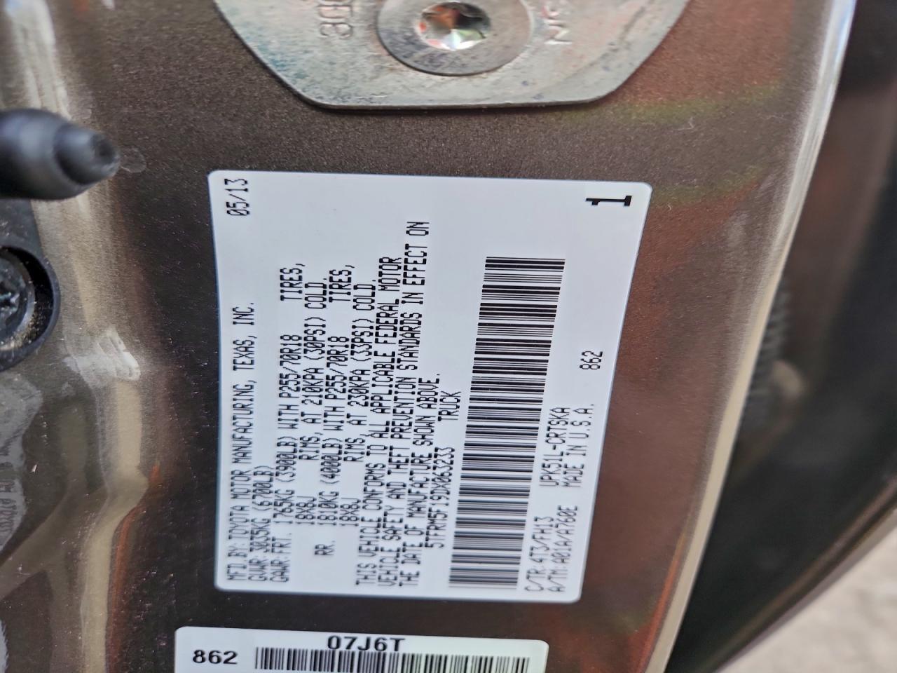 2013 Toyota Tundra Double Cab Sr5 VIN: 5TFRM5F19DX063233 Lot: 94561325