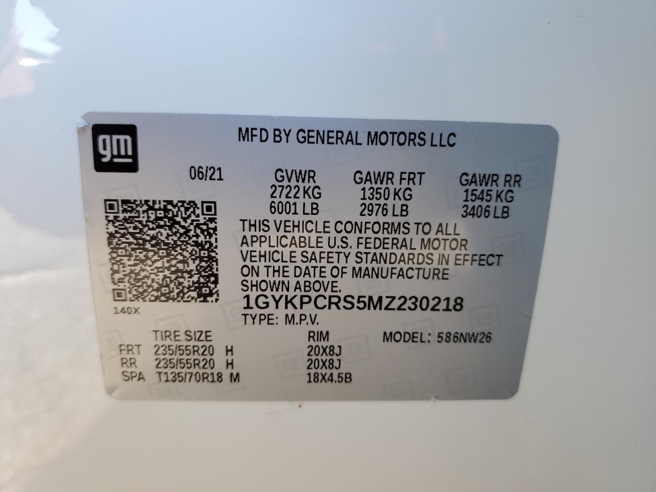 2021 Cadillac Xt6 Premium Luxury VIN: 1GYKPCRS5MZ230218 Lot: 91866815