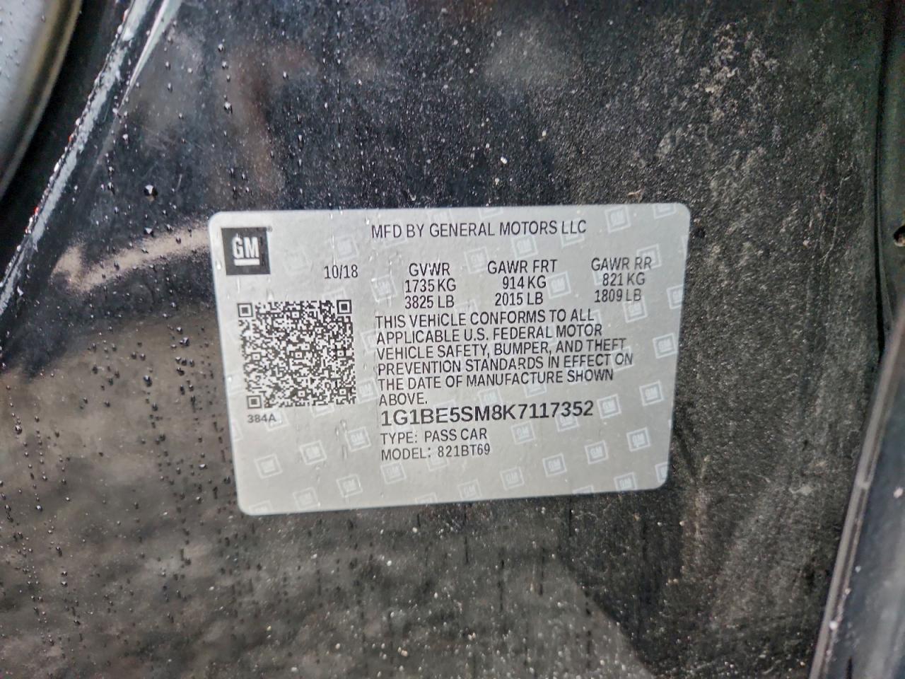 2019 Chevrolet Cruze Lt VIN: 1G1BE5SM8K7117352 Lot: 94345525