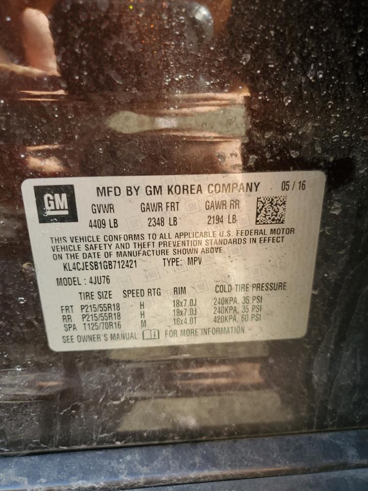 2016 Buick Encore VIN: KL4CJESB1GB712421 Lot: 91064175