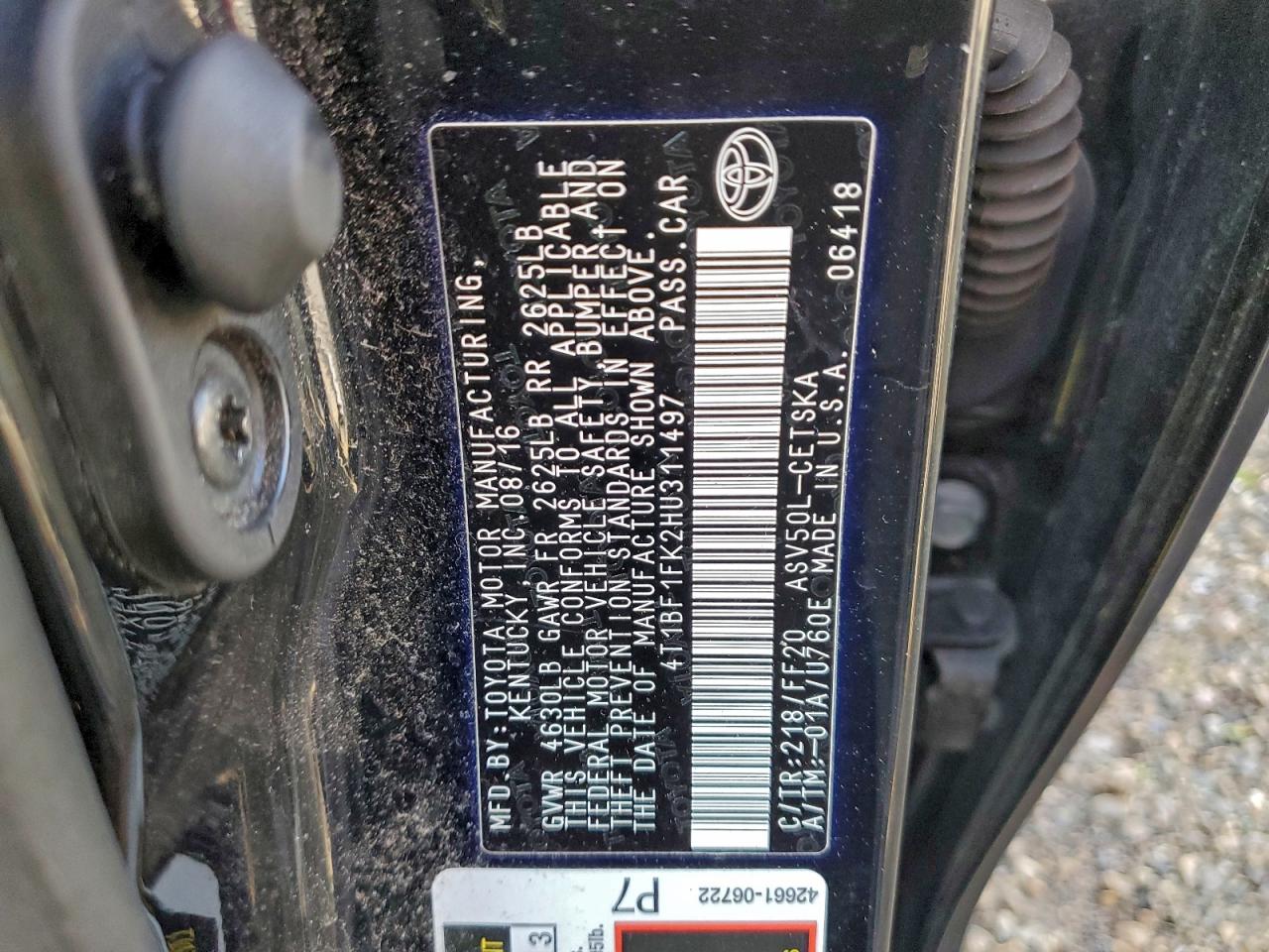 2017 Toyota Camry Le VIN: 4T1BF1FK2HU311497 Lot: 93470215