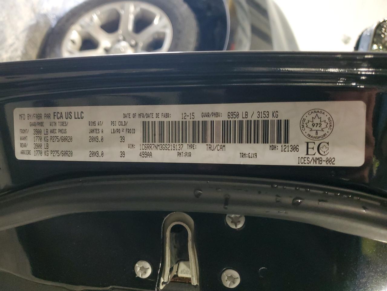 2016 Ram 1500 Laramie VIN: 1C6RR7NM3GS219137 Lot: 91550715