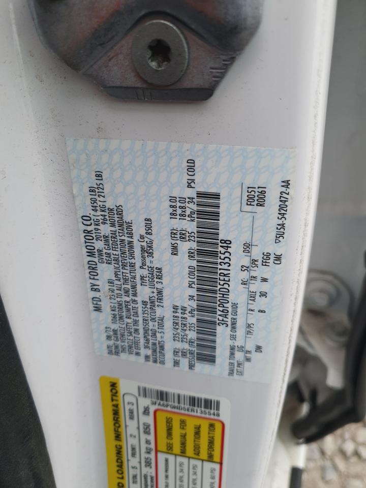 2014 Ford Fusion Se VIN: 3FA6P0HD5ER135548 Lot: 91814485