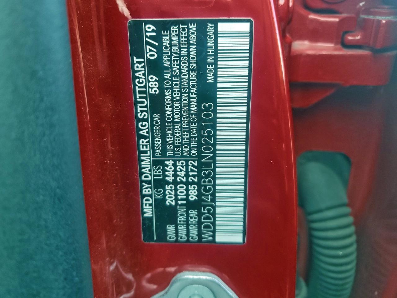 2020 Mercedes-Benz Cla 250 VIN: WDD5J4GB3LN025103 Lot: 92753895