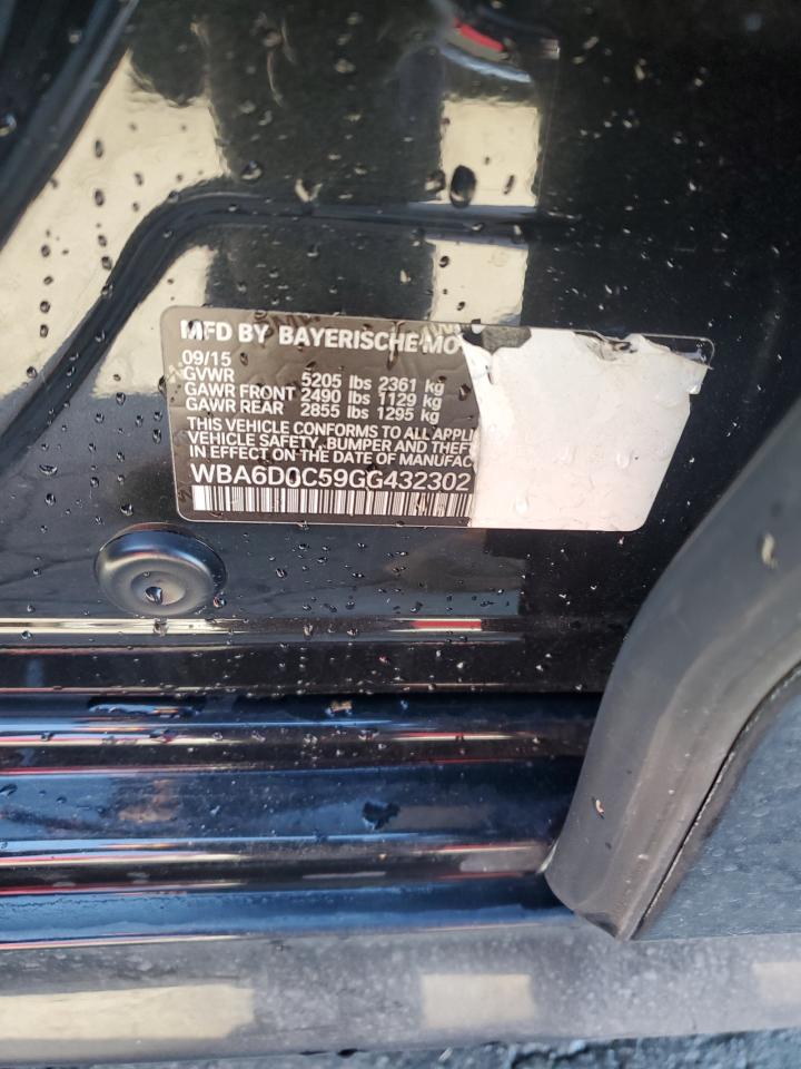 2016 BMW 640 I Gran Coupe VIN: WBA6D0C59GG432302 Lot: 91810685