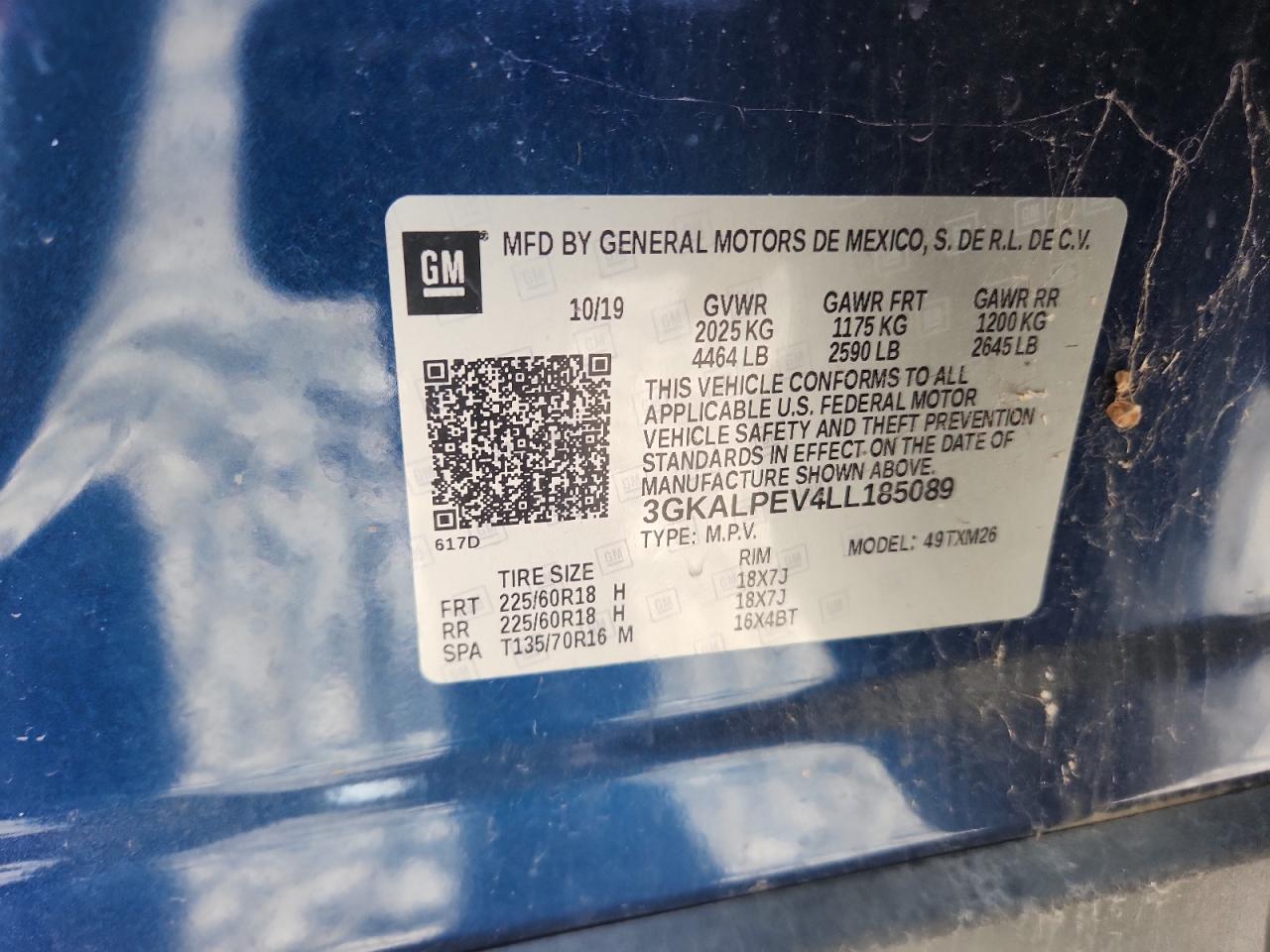 2020 GMC Terrain Slt VIN: 3GKALPEV4LL185089 Lot: 91854545