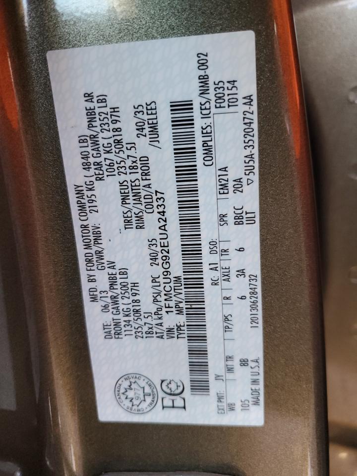 2014 Ford Escape Se VIN: 1FMCU9G92EUA24337 Lot: 92678975