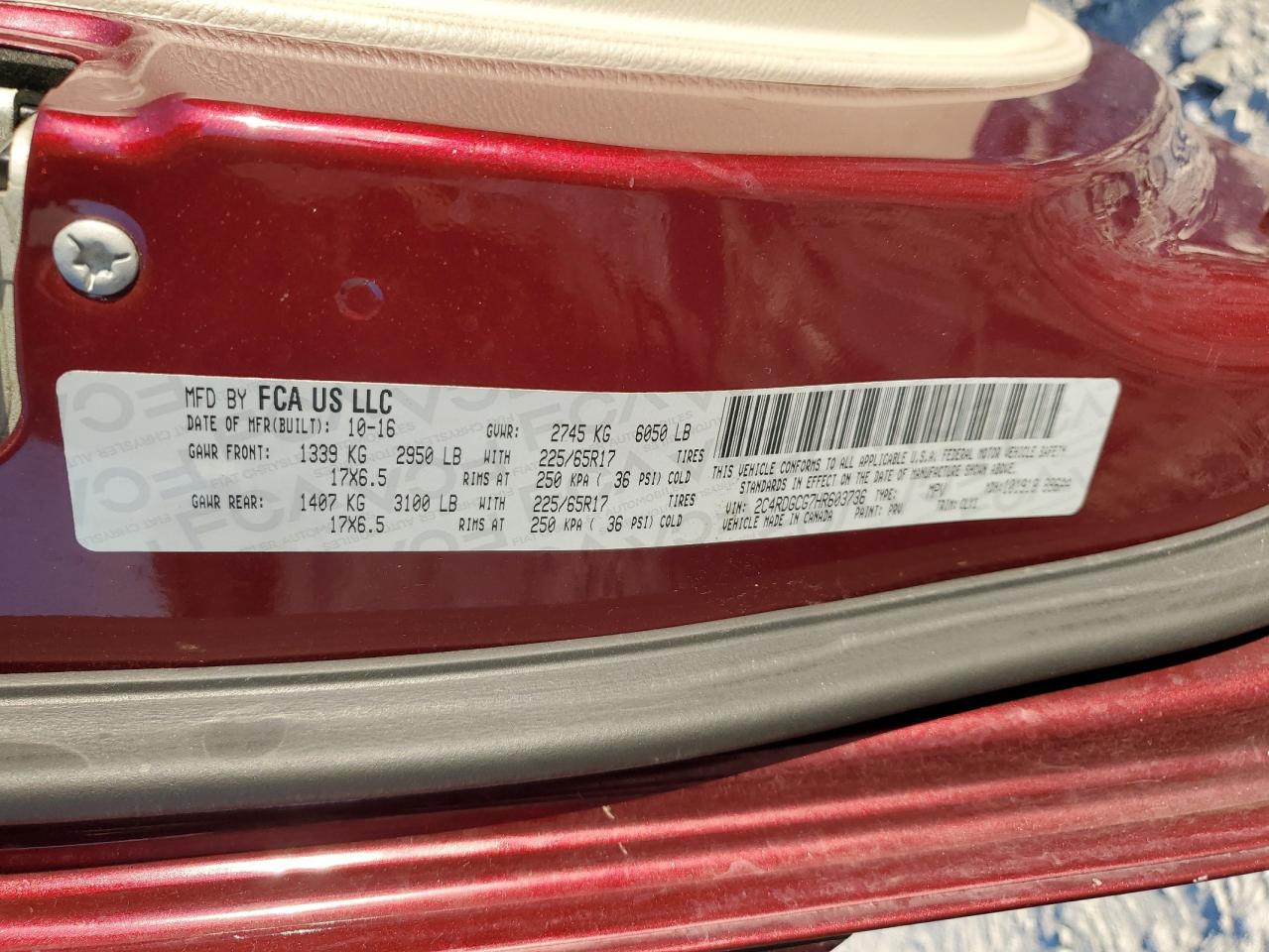 2017 Dodge Grand Caravan Sxt VIN: 2C4RDGCG7HR603736 Lot: 91842815