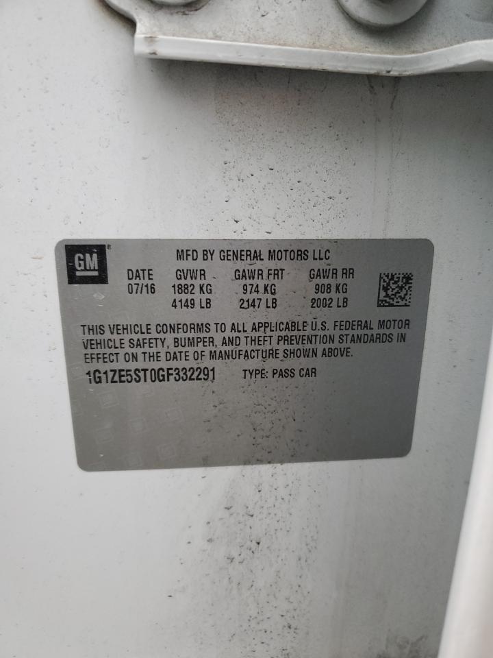 2016 Chevrolet Malibu Lt VIN: 1G1ZE5ST0GF332291 Lot: 93102485