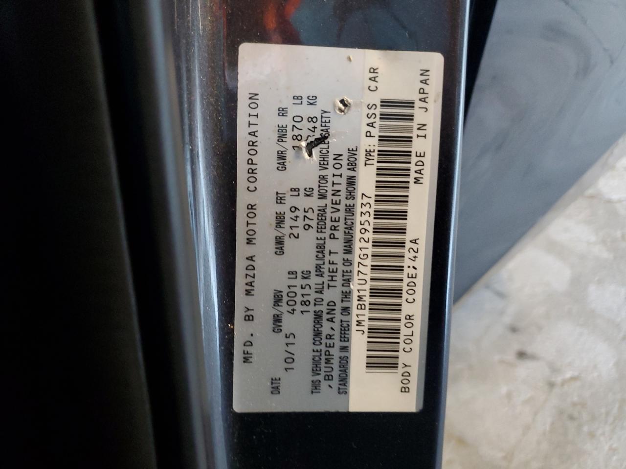 2016 Mazda 3 Sport VIN: JM1BM1U77G1295337 Lot: 91310365