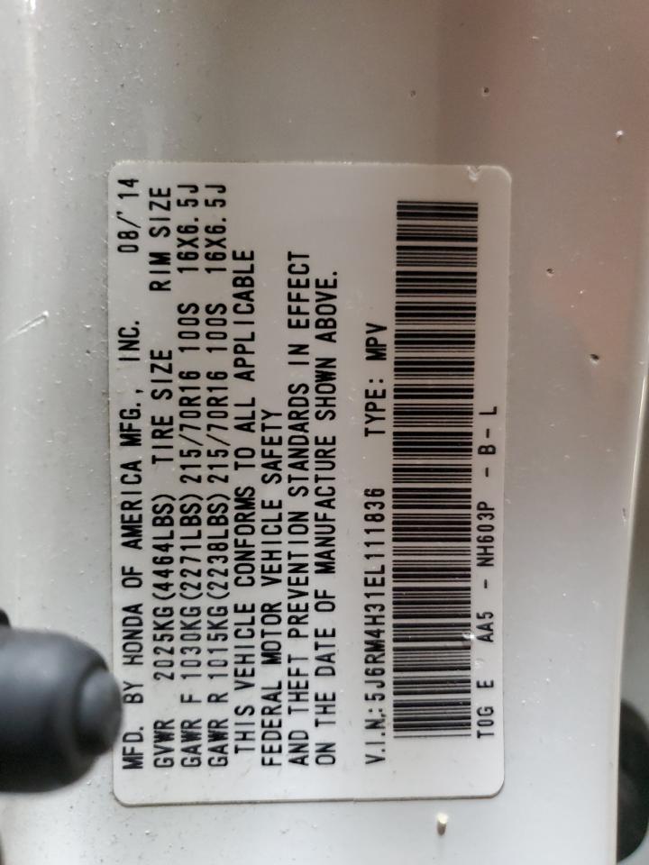 2014 Honda Cr-V Lx VIN: 5J6RM4H31EL111836 Lot: 90978435