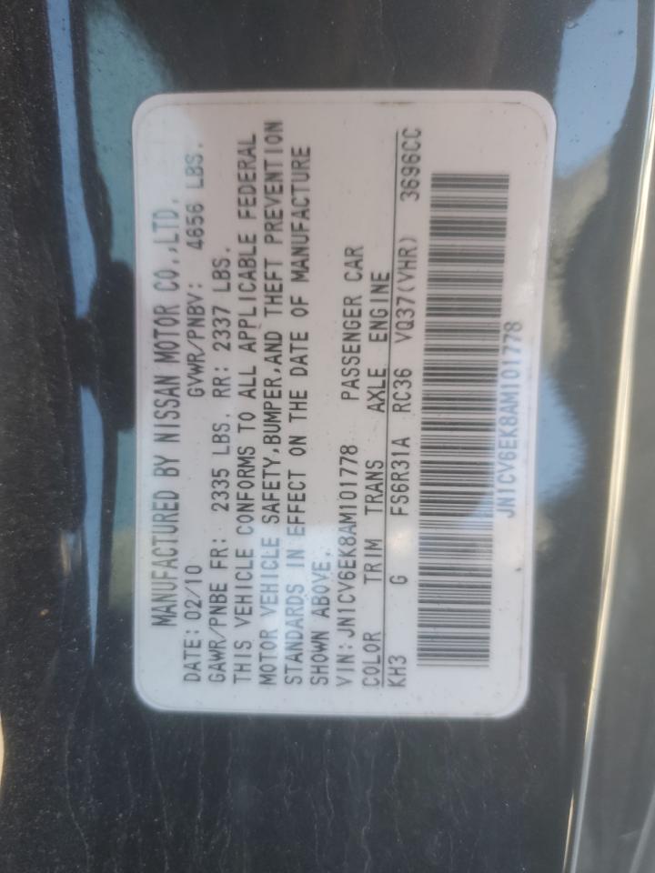 2010 Infiniti G37 Base VIN: JN1CV6EK8AM101778 Lot: 91043045