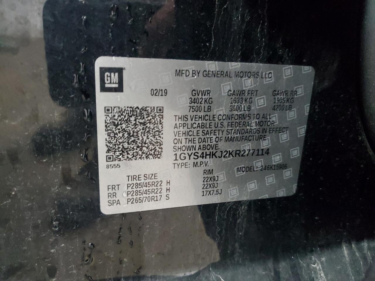 2019 Cadillac Escalade Esv Luxury VIN: 1GYS4HKJ2KR277114 Lot: 93128565