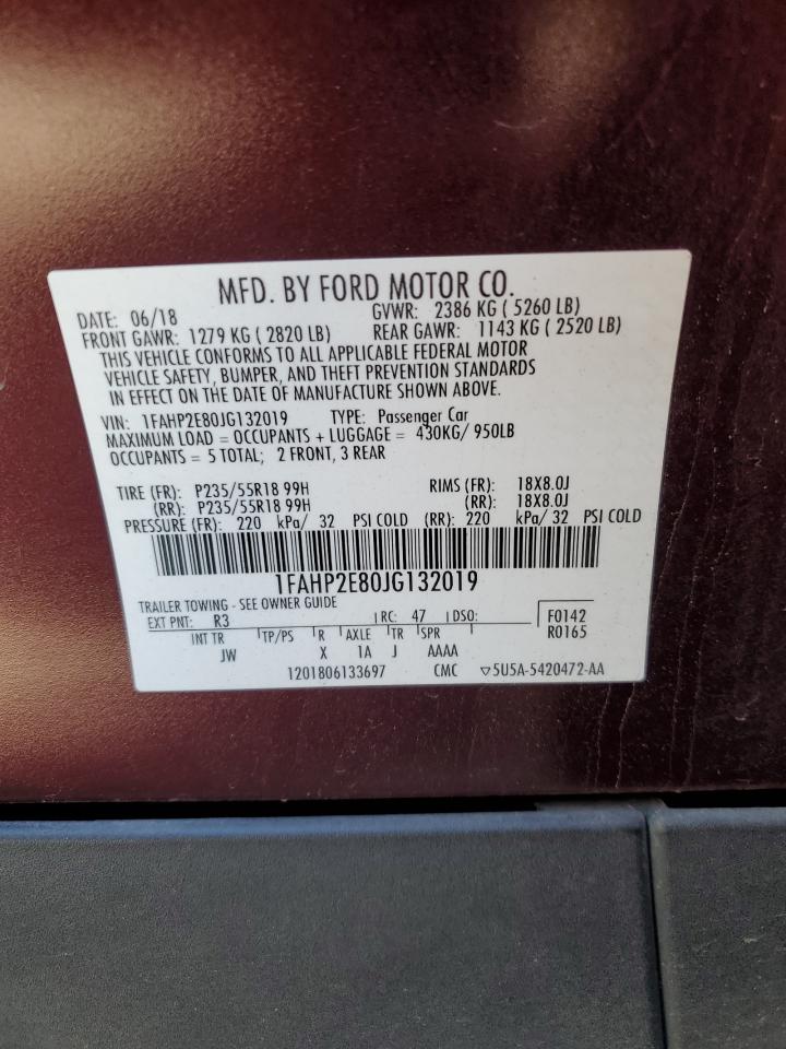 2018 Ford Taurus Sel VIN: 1FAHP2E80JG132019 Lot: 91810545