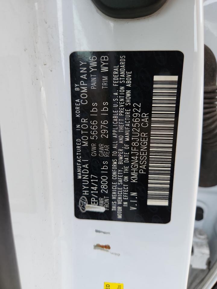 2018 Genesis G80 Ultimate VIN: KMHGN4JF8JU256922 Lot: 92623955