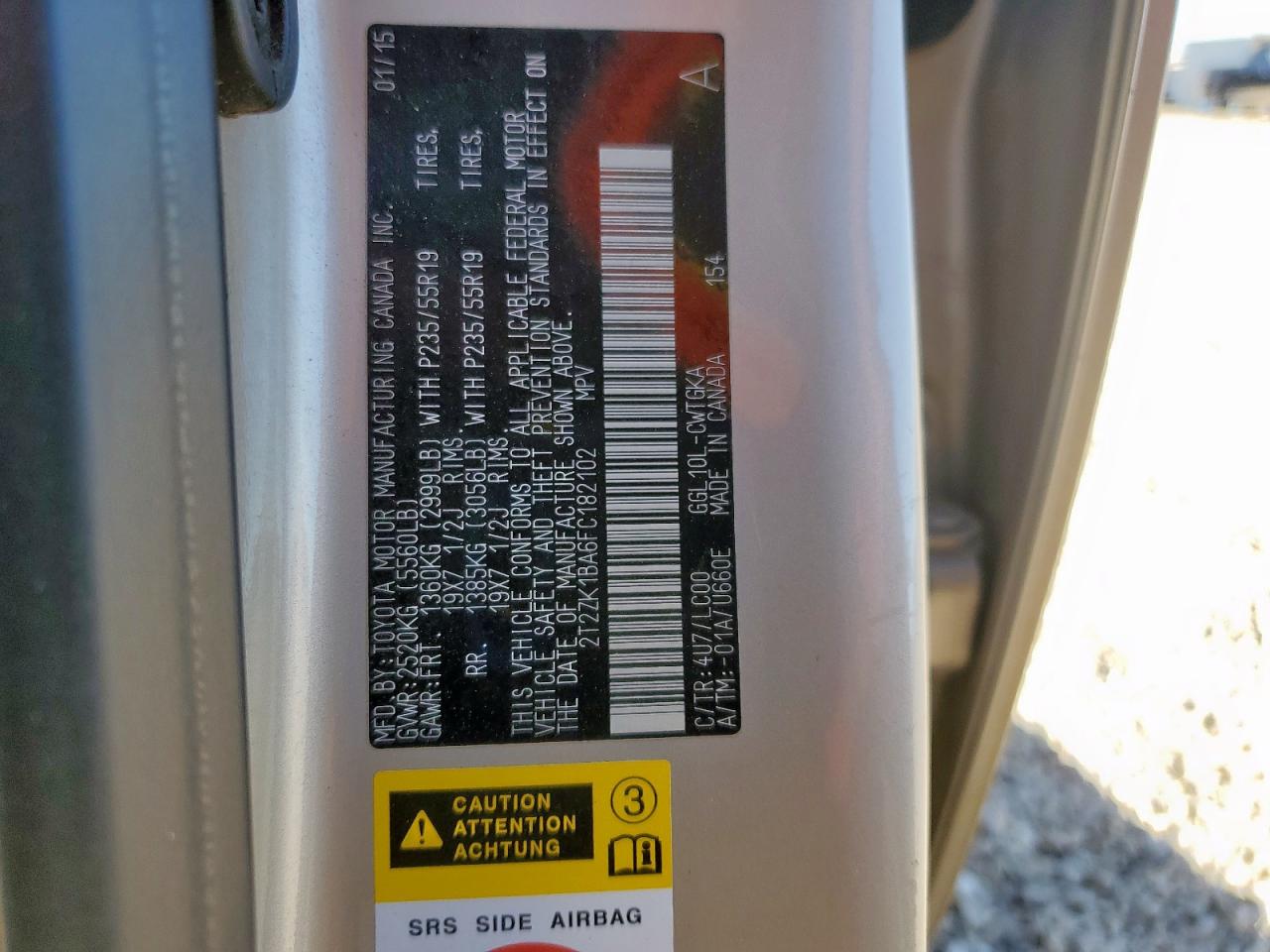 2015 Lexus Rx 350 VIN: 2T2ZK1BA6FC182102 Lot: 92694355