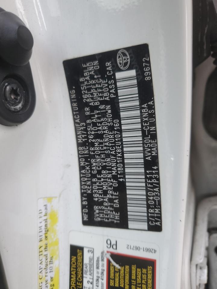 2014 Toyota Camry Hybrid VIN: 4T1BD1FK8EU107160 Lot: 91811345