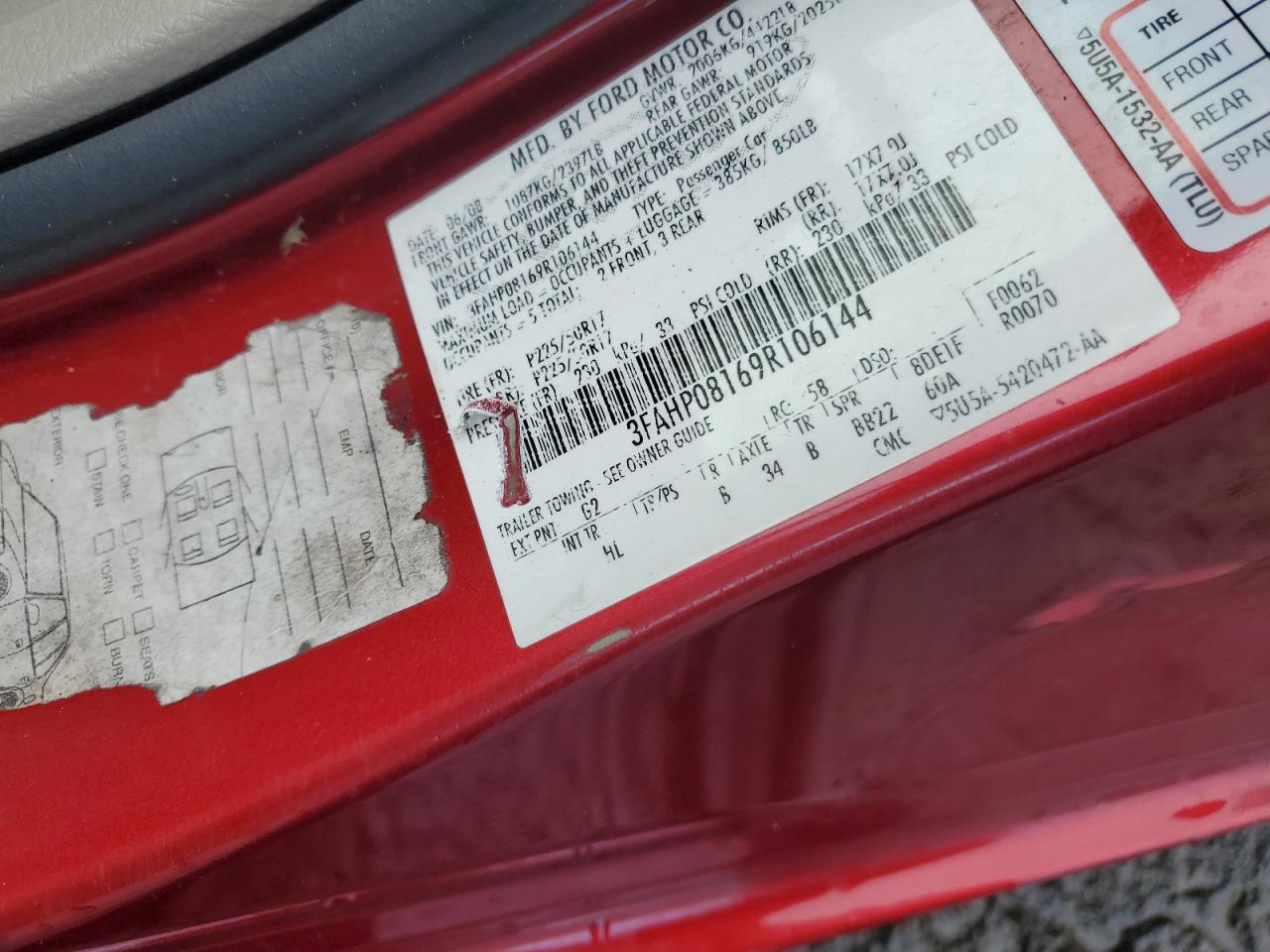 2009 Ford Fusion Sel VIN: 3FAHP0816R106144 Lot: 94003315