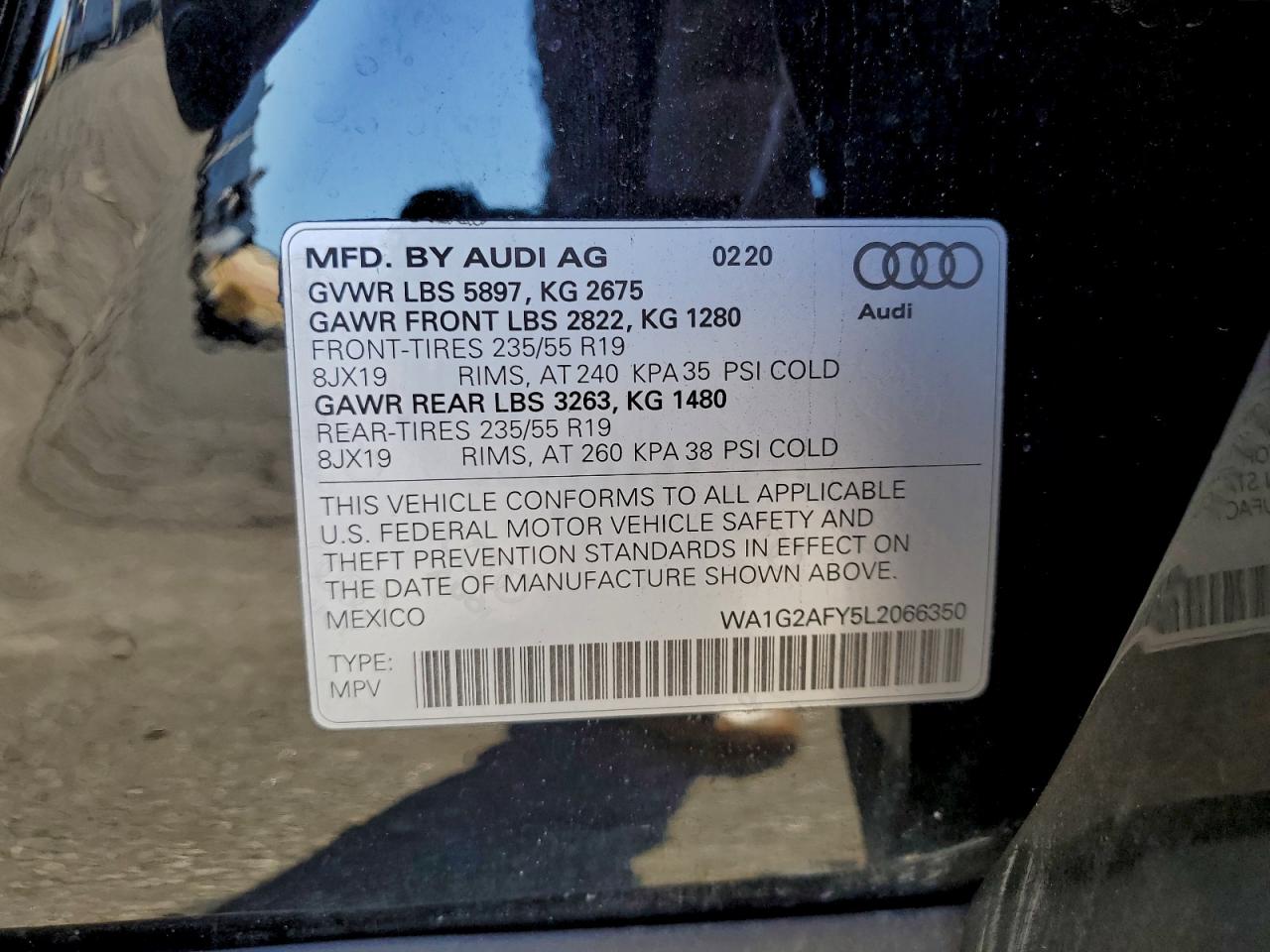 2020 Audi Q5 E Premium VIN: WA1G2AFY5L2066350 Lot: 93521975
