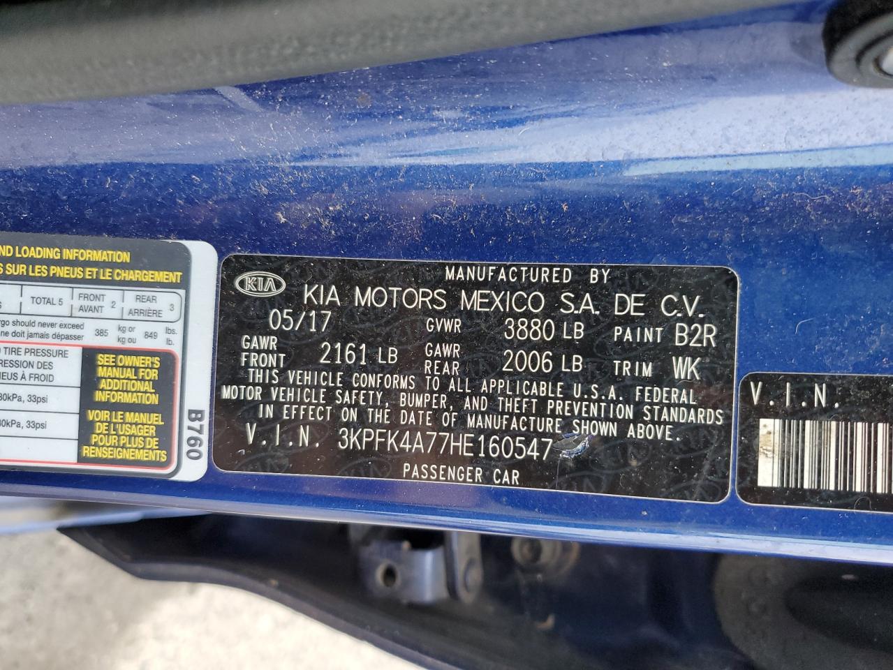 2017 Kia Forte Lx VIN: 3KPFK4A77HE160547 Lot: 93588905