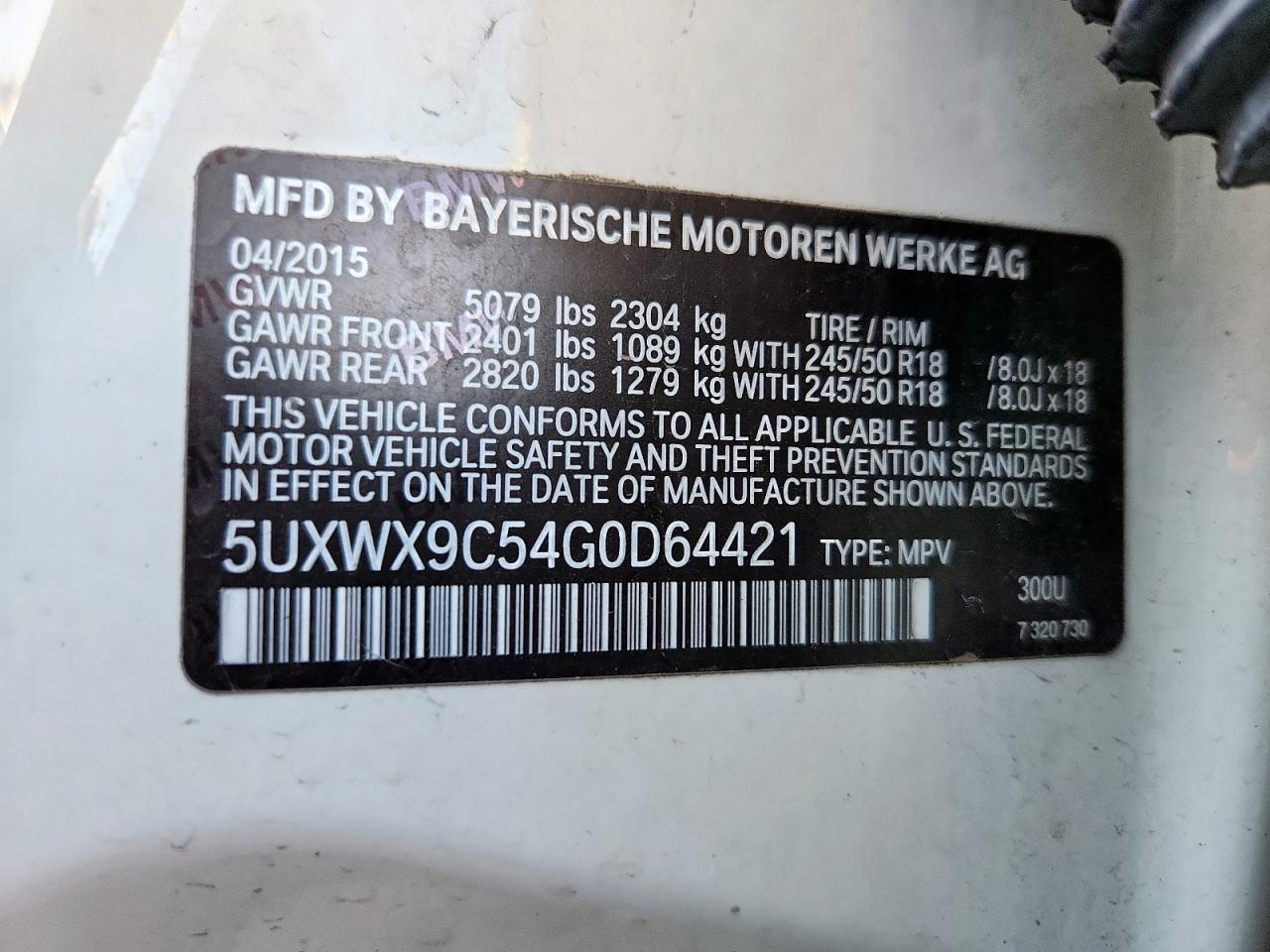 2016 BMW X3 xDrive28I VIN: 5UXWX9C54G0D64421 Lot: 92617495