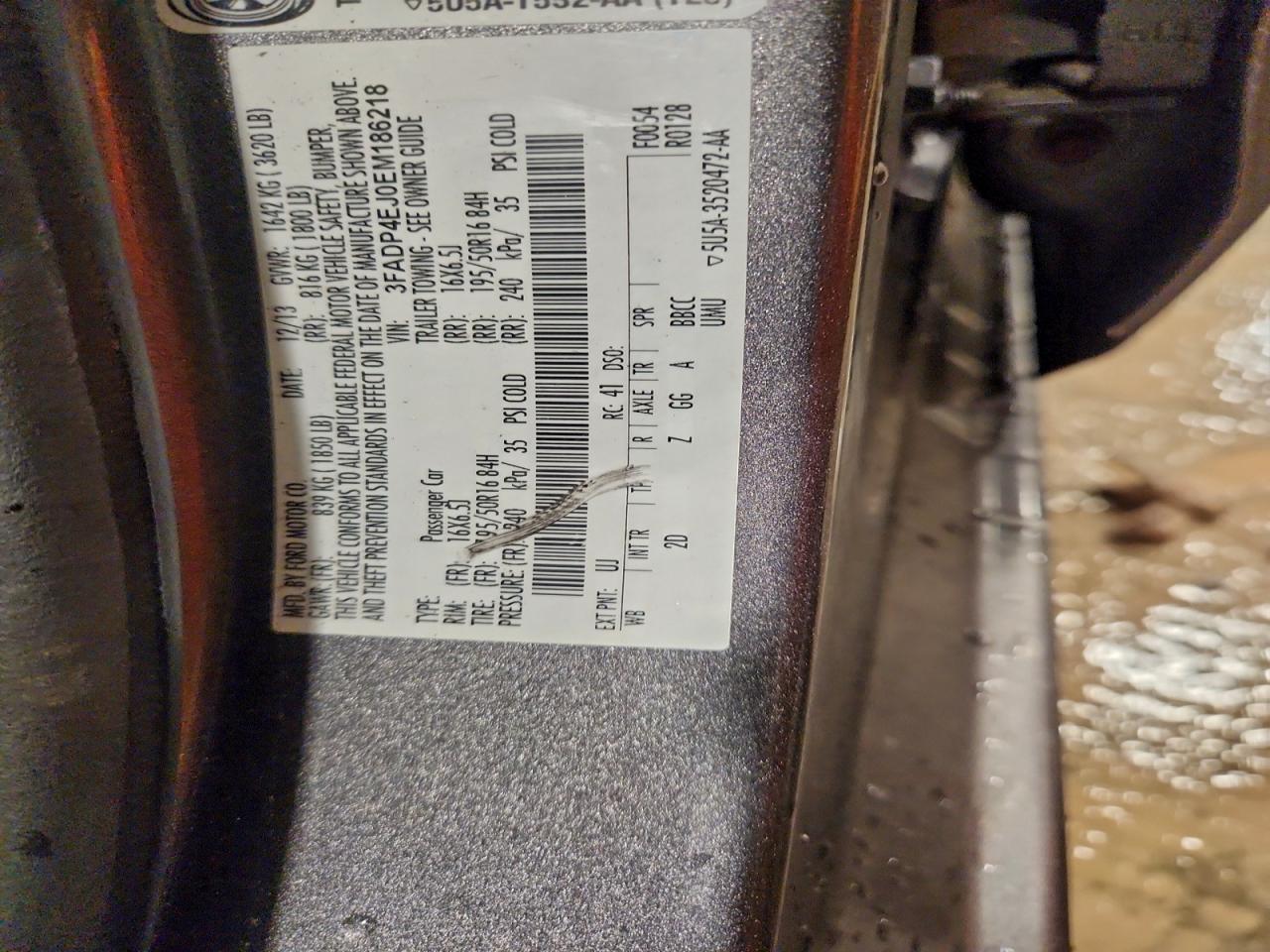 2014 Ford Fiesta Se VIN: 3FADP4EJ0EM186218 Lot: 94361555