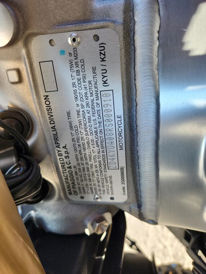 2024 Aprilia Rsv4 1100 VIN: ZD4KYUA08RS000910 Lot: 92260435