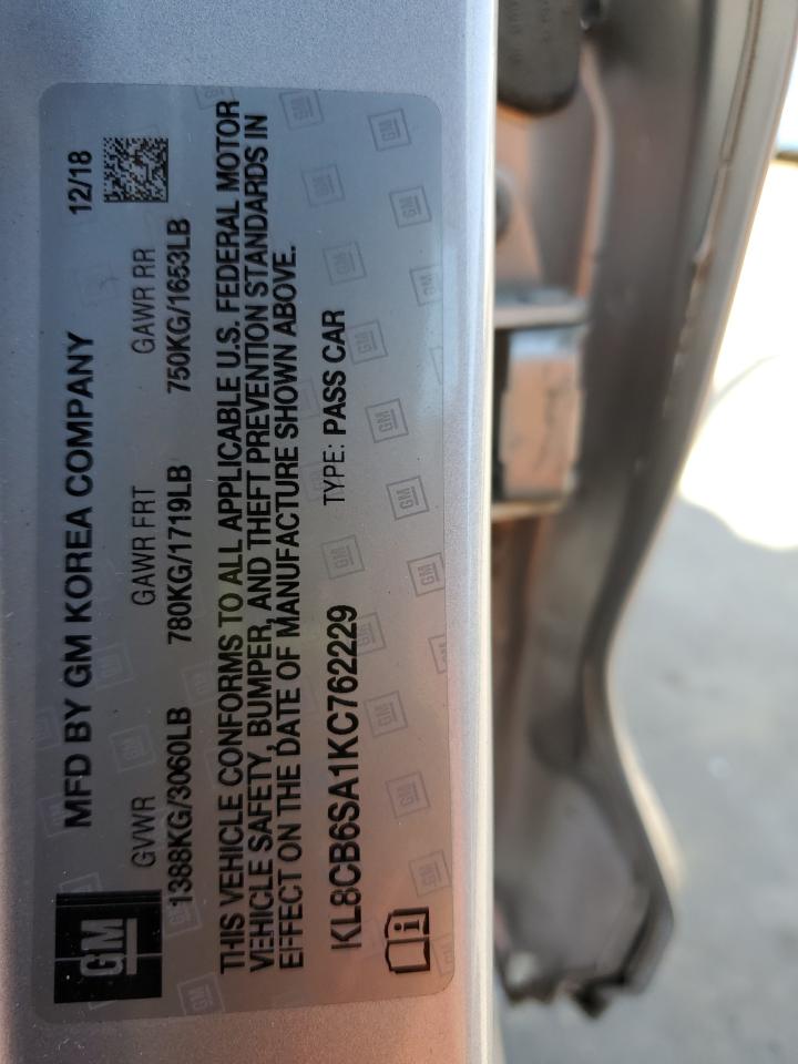 2019 Chevrolet Spark Ls VIN: KL8CB6SA1KC762229 Lot: 92826745