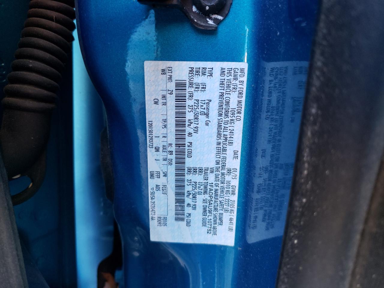 2015 Ford C-Max Se VIN: 1FADP5AU9FL107752 Lot: 93156215