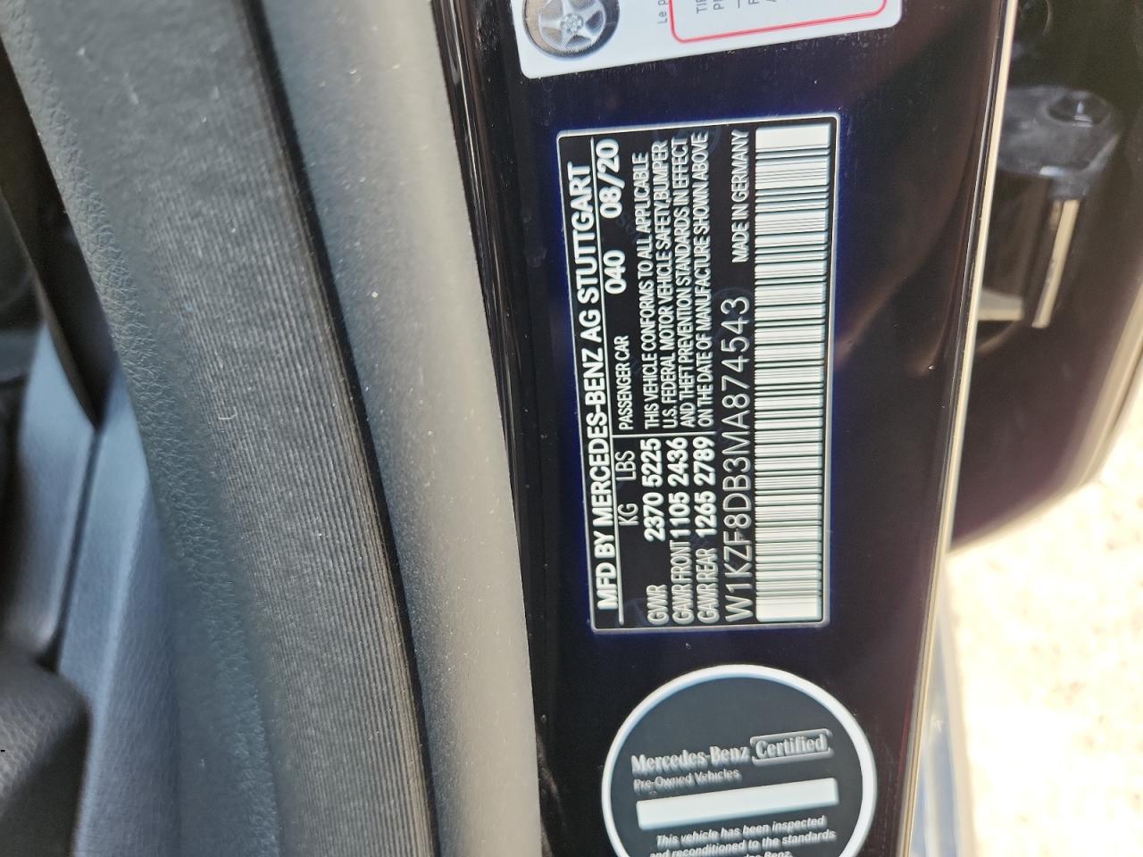 2021 Mercedes-Benz E 350 VIN: W1KZF8DB3MA874543 Lot: 90867255