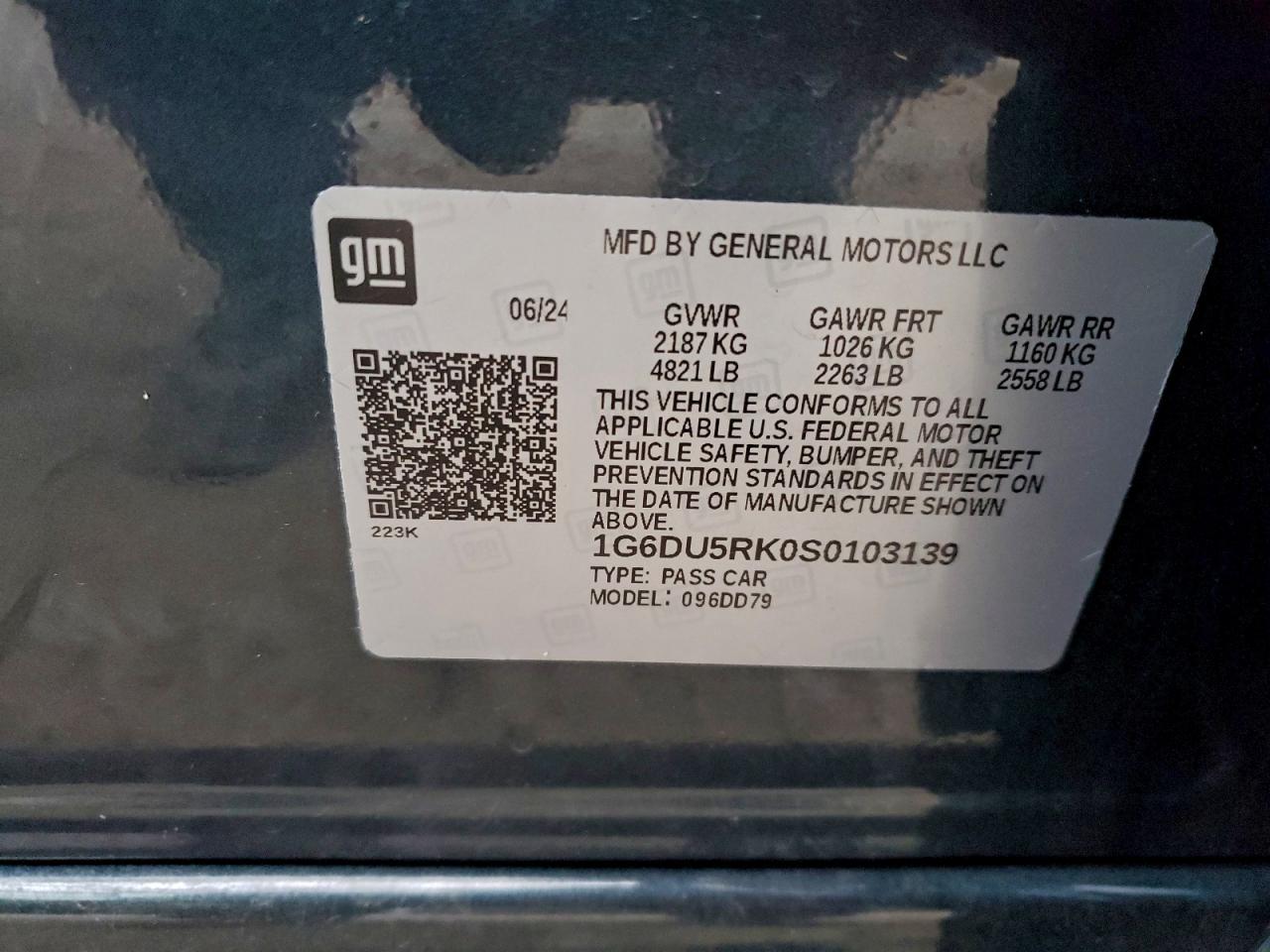 2025 Cadillac Ct5 Sport VIN: 1G6DU5RK0S0103139 Lot: 94578945