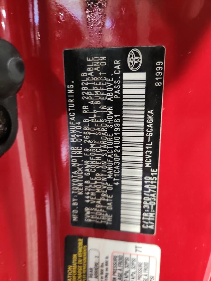 2004 Toyota Camry Solara Se VIN: 4T1CA30P24U019961 Lot: 92572655