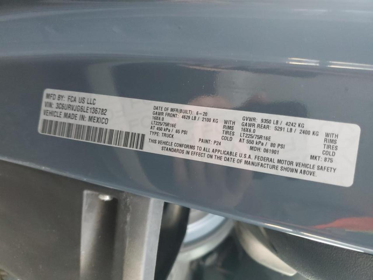 2020 Ram Promaster 3500 Delivery Van VIN: 3C6URVJG6LE136782 Lot: 90249505