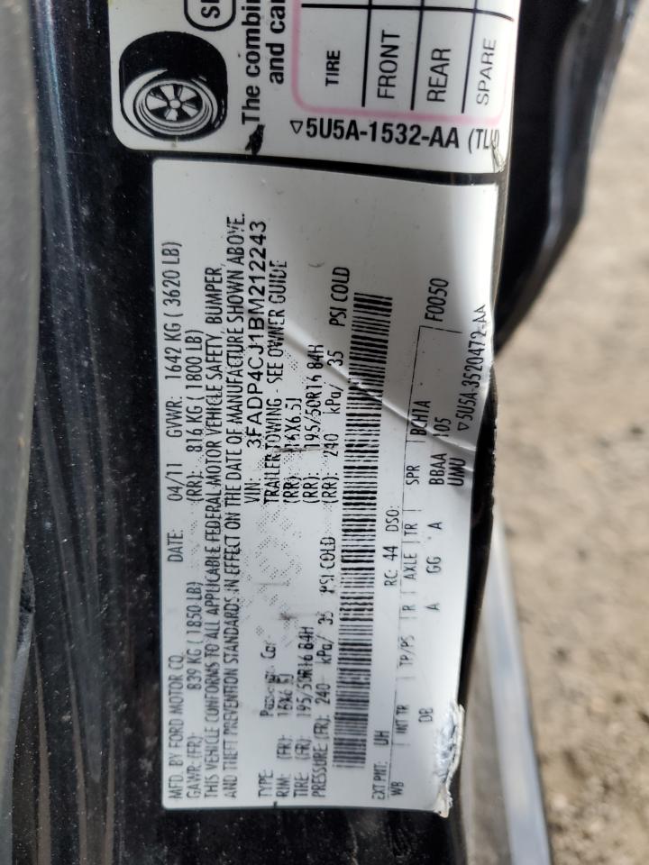 2011 Ford Fiesta Sel VIN: 3FADP4CJ1BM212243 Lot: 90634545