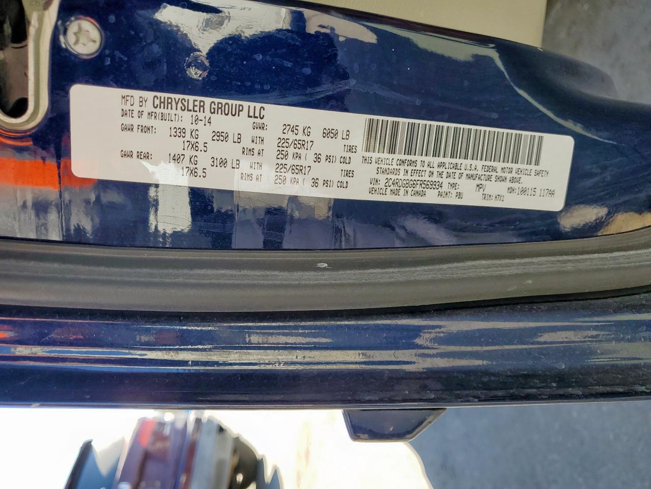 2015 Dodge Grand Caravan Se VIN: 2C4RDGBG6FR569934 Lot: 91301225