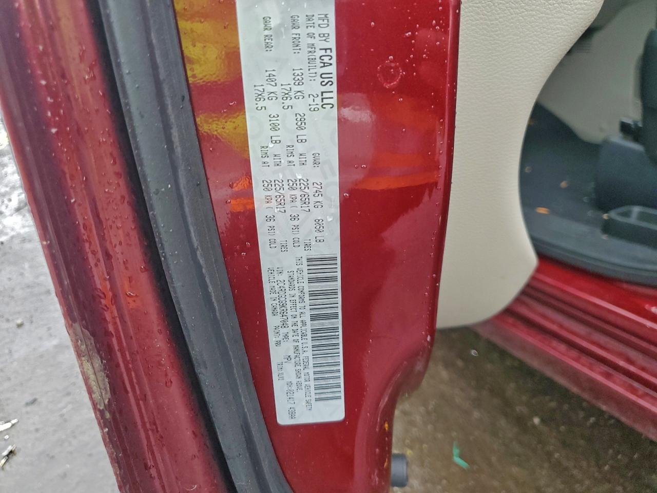 2019 Dodge Grand Caravan Sxt VIN: 2C4RDGCG9KR647048 Lot: 94145925