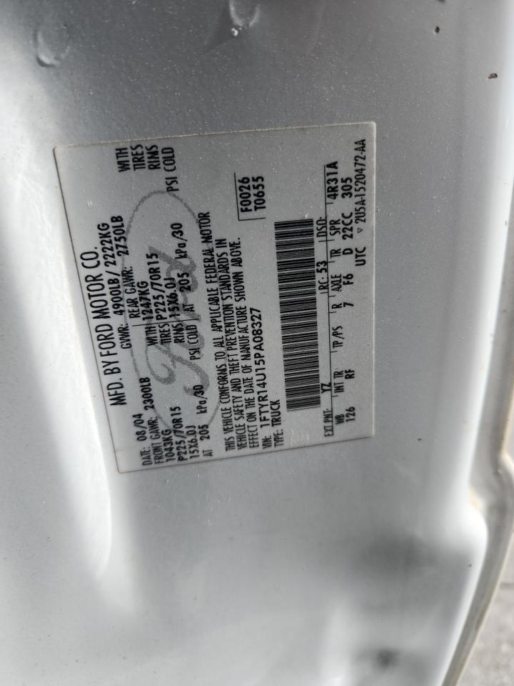 2005 Ford Ranger Super Cab VIN: 1FTYR14U15PA08327 Lot: 91993545