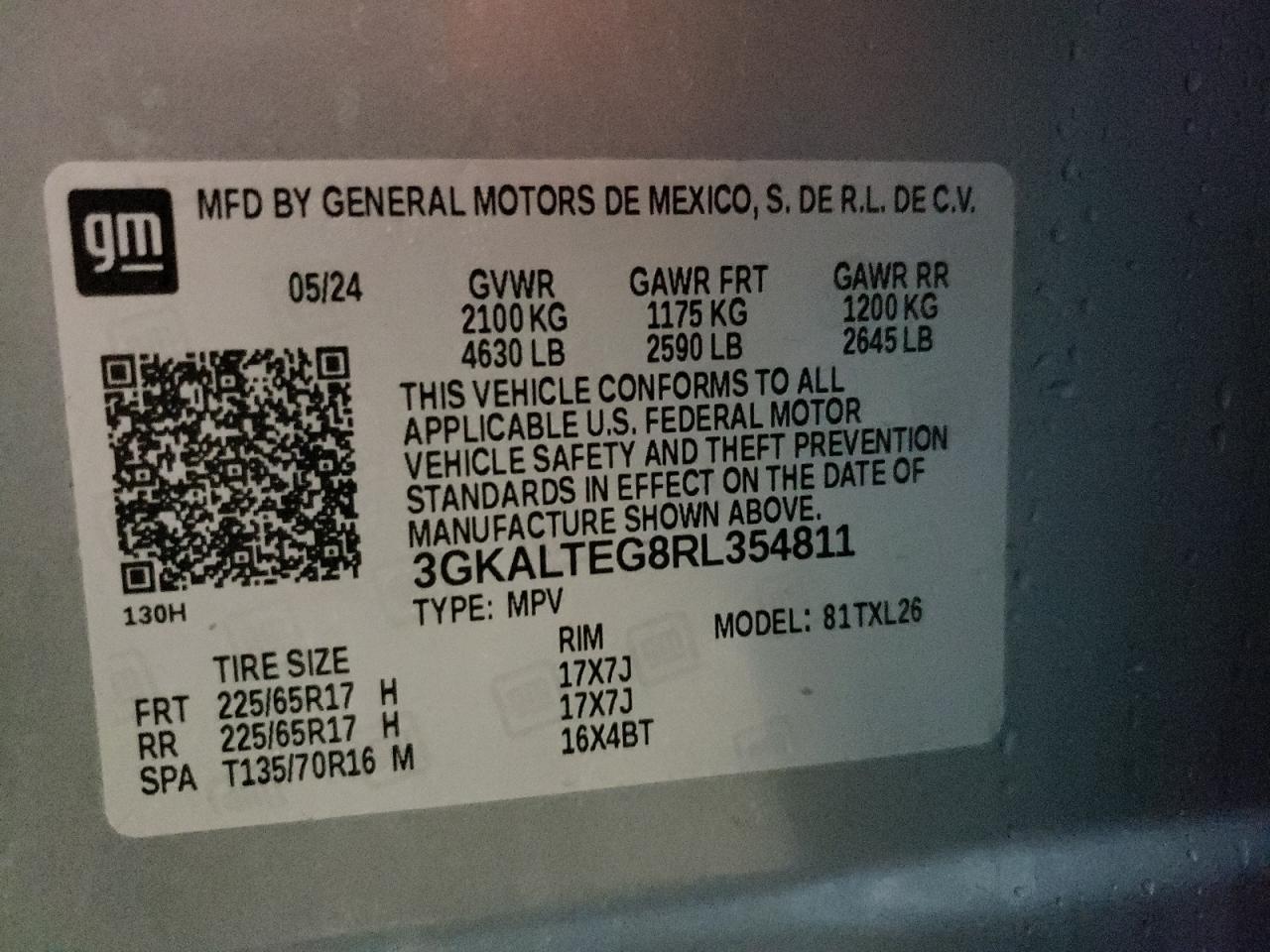 2024 GMC Terrain Sle VIN: 3GKALTEG8RL354811 Lot: 91592775