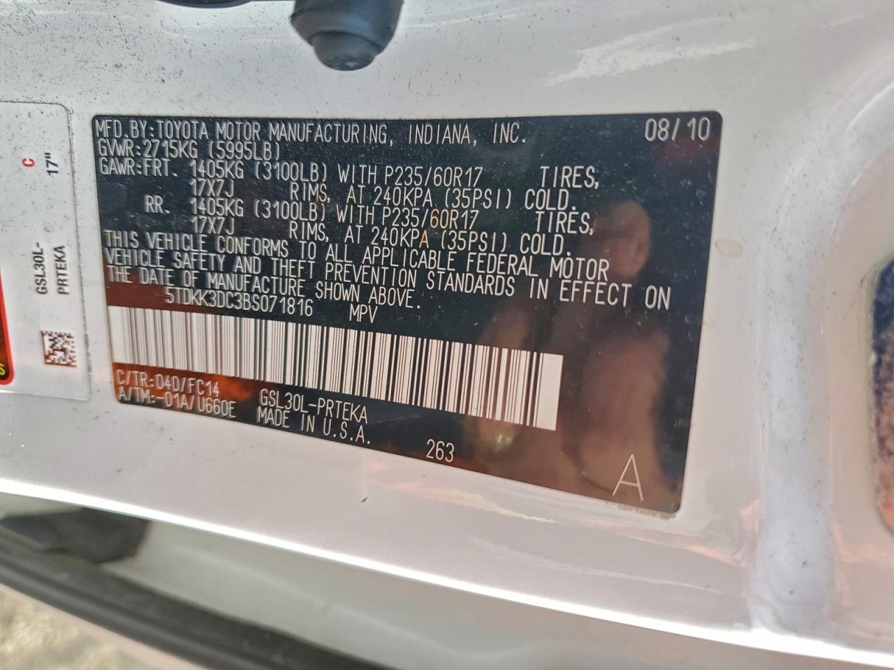 2011 Toyota Sienna Le VIN: 5TDKK3DC3BS071816 Lot: 94692915