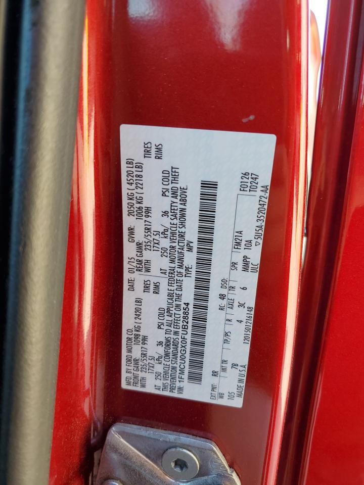 2015 Ford Escape Se VIN: 1FMCU0GX0FUB28854 Lot: 91669375