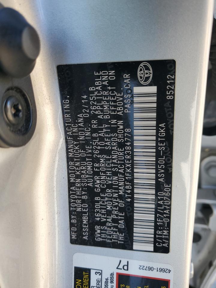 2014 Toyota Camry L VIN: 4T4BF1FKXER384778 Lot: 91929885