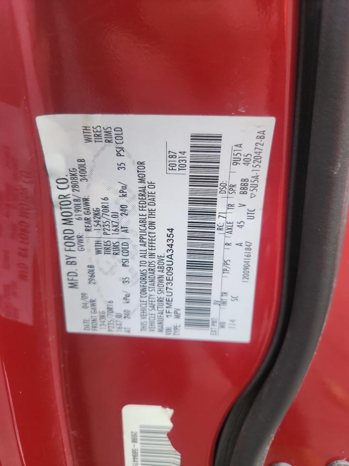 2009 Ford Explorer Xlt VIN: 1FMEU73E09UA34354 Lot: 92645645