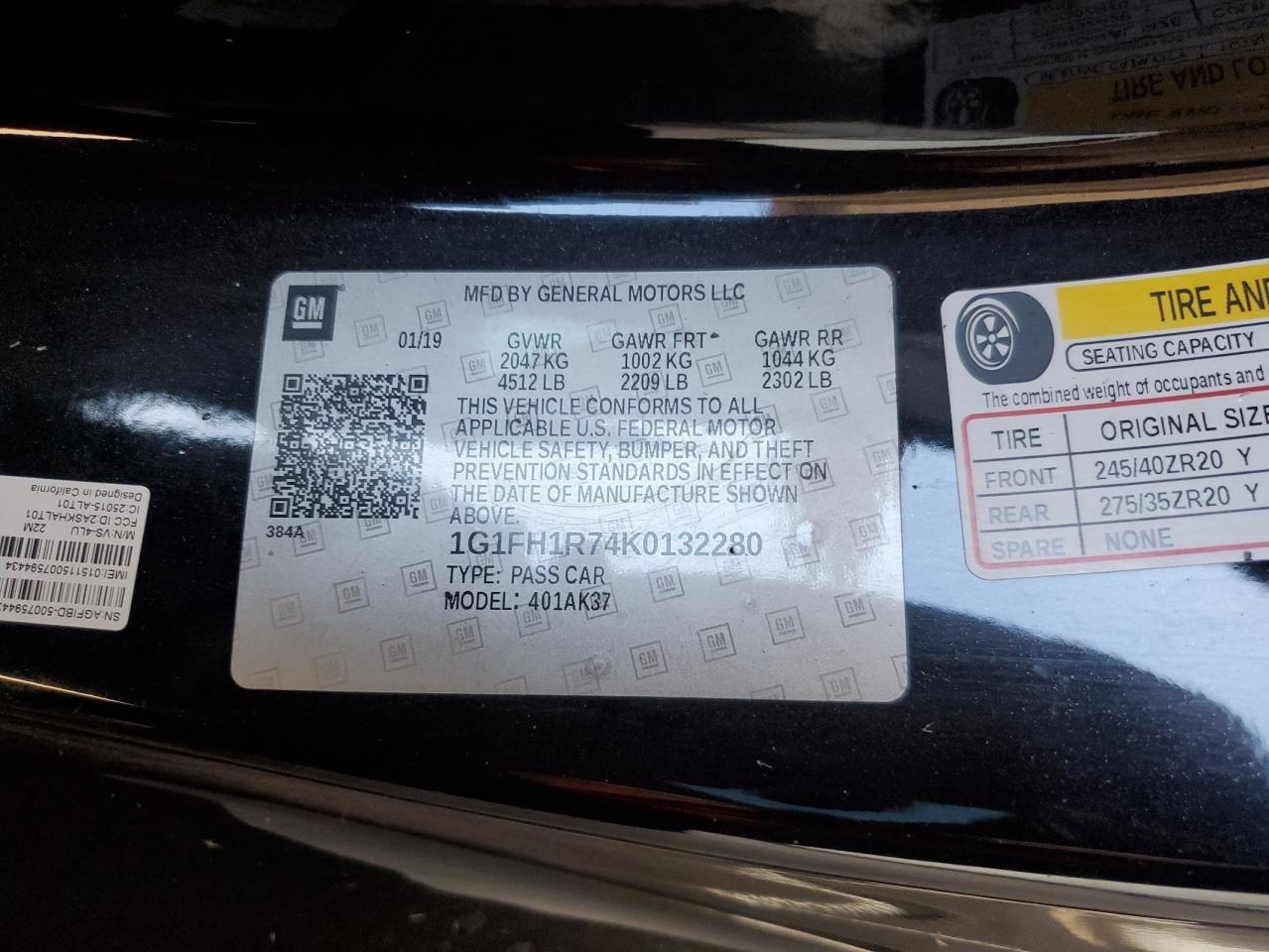 2019 Chevrolet Camaro Ss VIN: 1G1FH1R74K0132280 Lot: 92453705