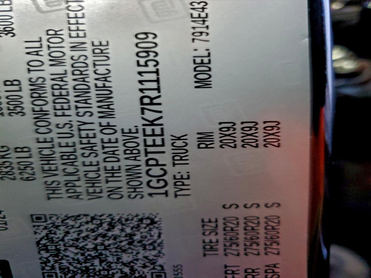 2024 Chevrolet Colorado Trail Boss VIN: 1GCPTEEK7R1115909 Lot: 94399195