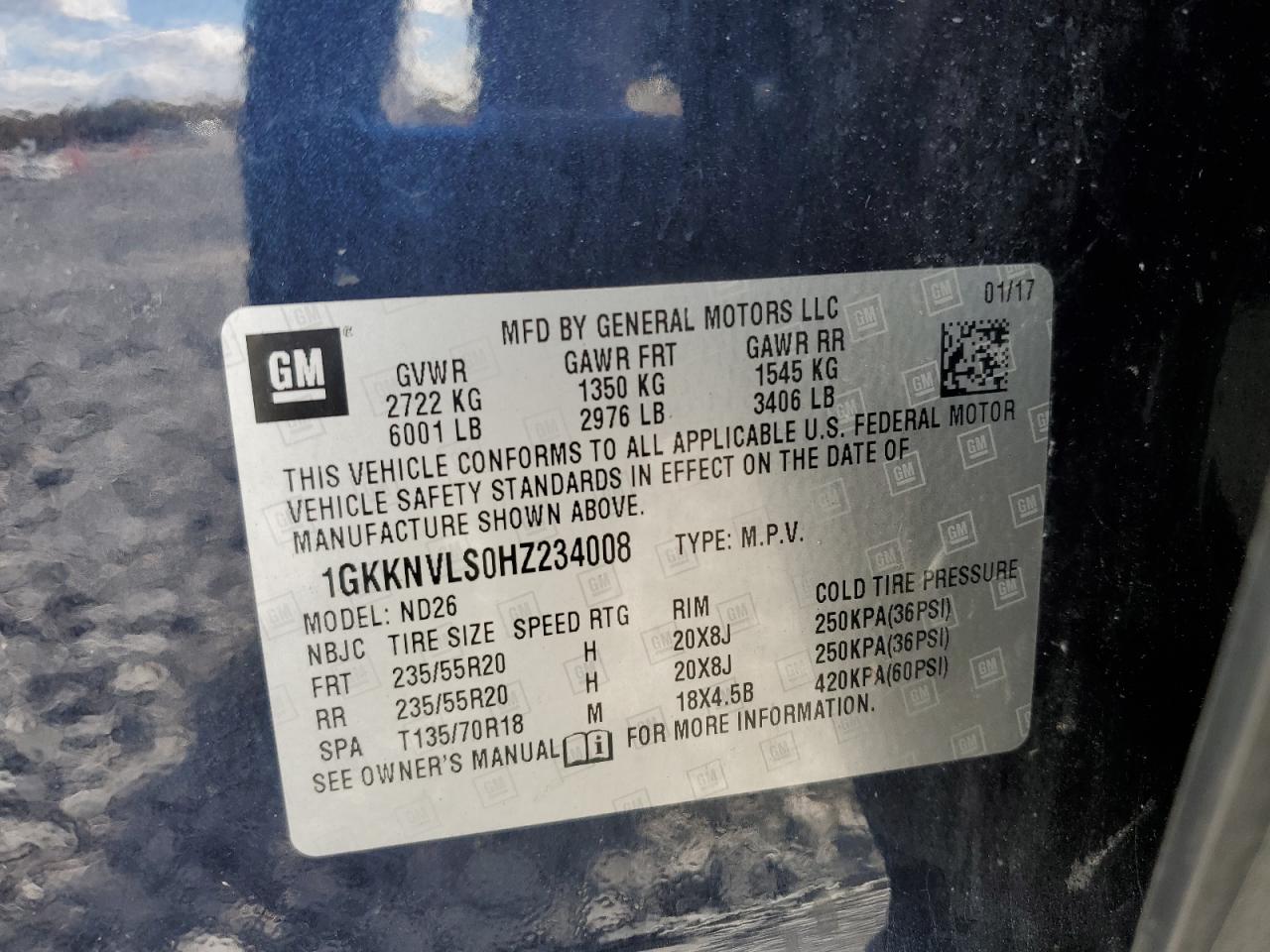 2017 GMC Acadia All Terrain VIN: 1GKKNVLS0HZ234008 Lot: 91808475