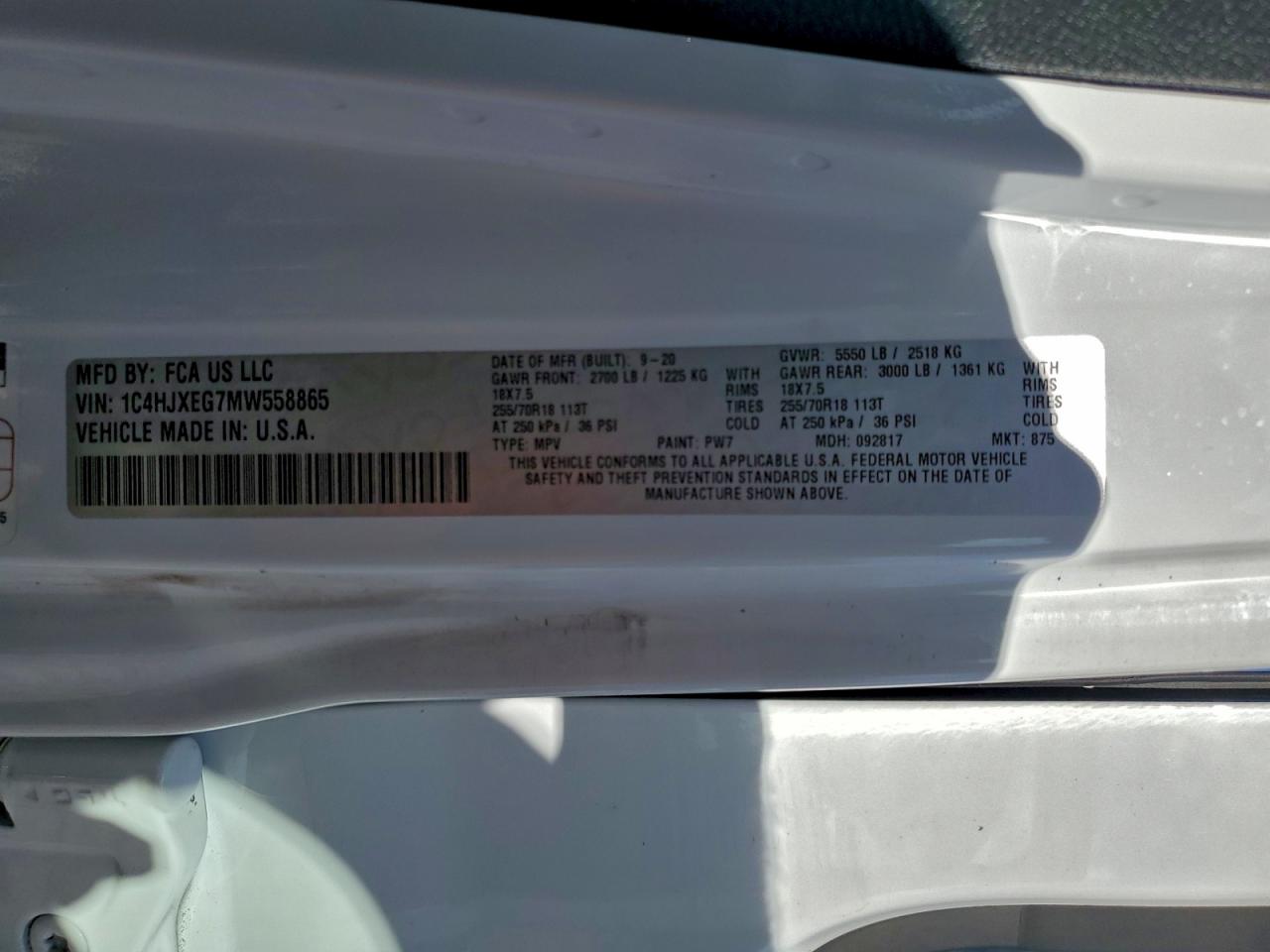 2021 Jeep Wrangler Unlimited Sahara VIN: 1C4HJXEG7MW558865 Lot: 93854325