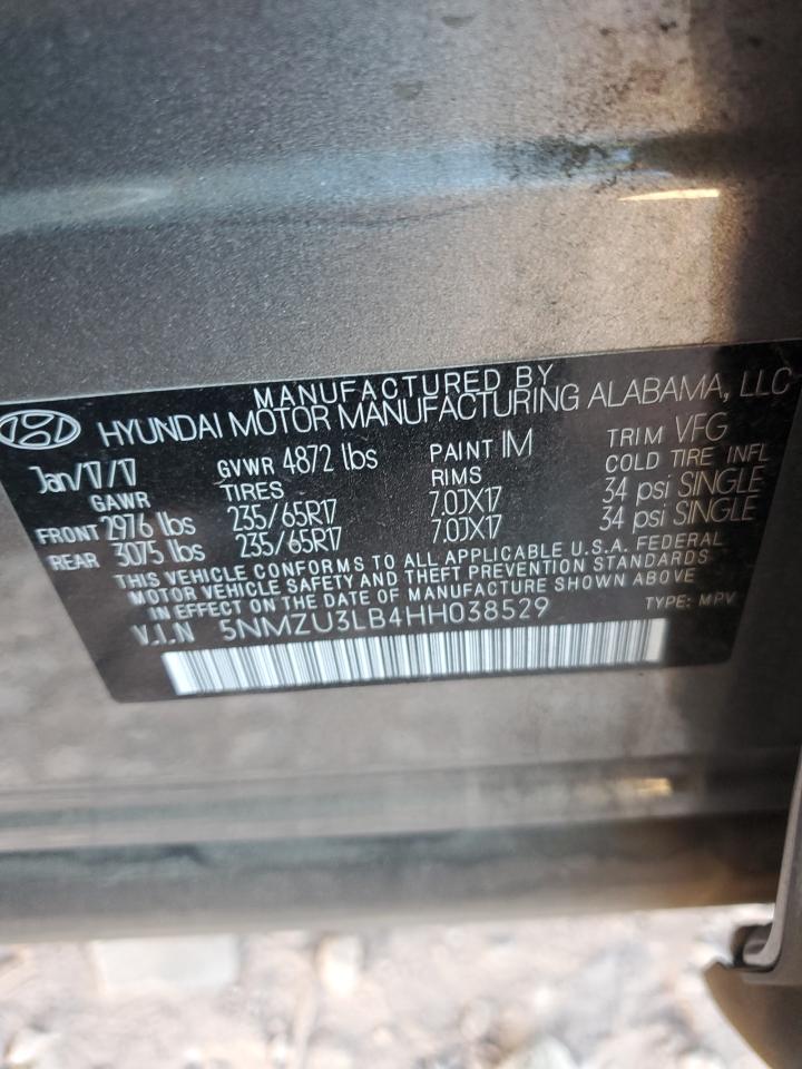 2017 Hyundai Santa Fe Sport VIN: 5NMZU3LB4HH038529 Lot: 93141095