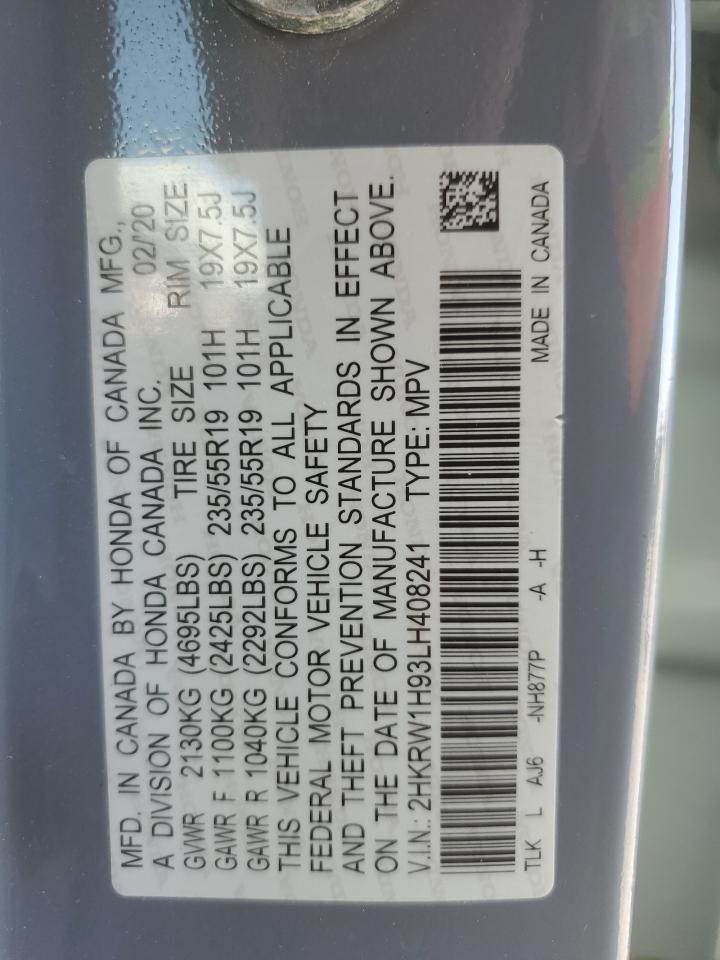 2020 Honda Cr-V Touring VIN: 2HKRW1H93LH408241 Lot: 91466215